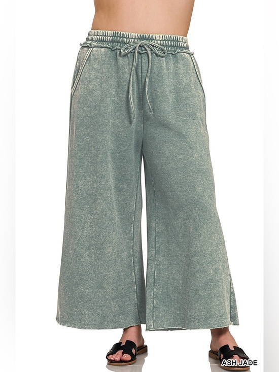 Zenana Pants - Zenana PLUS ACID WASH FLEECE SWEATPANTS WITH POCKETS